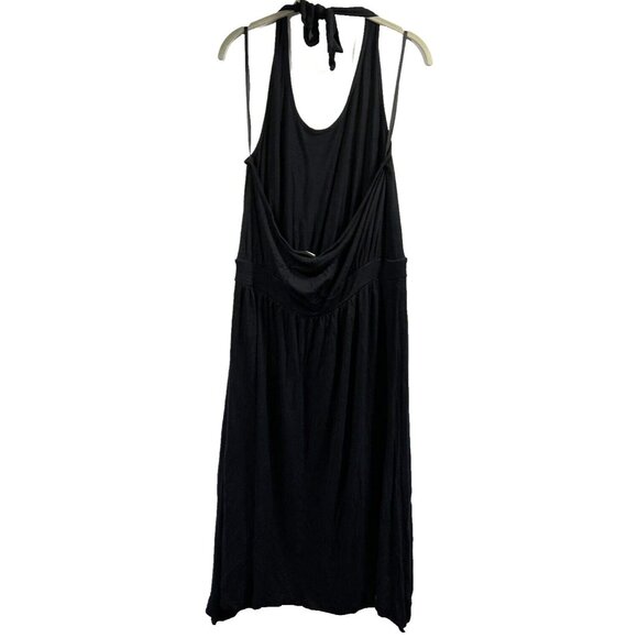 Old Navy Women's Dress Size XL Solid Black Halter Tie 100% Rayon Pullover - Picture 2 of 6